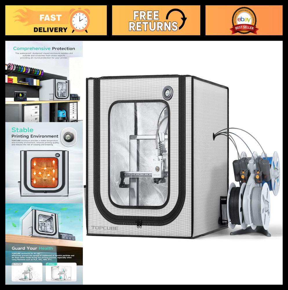 Large 3D Printer Enclosure with LED Light - Fireproof, Waterproof, Noise Reducti