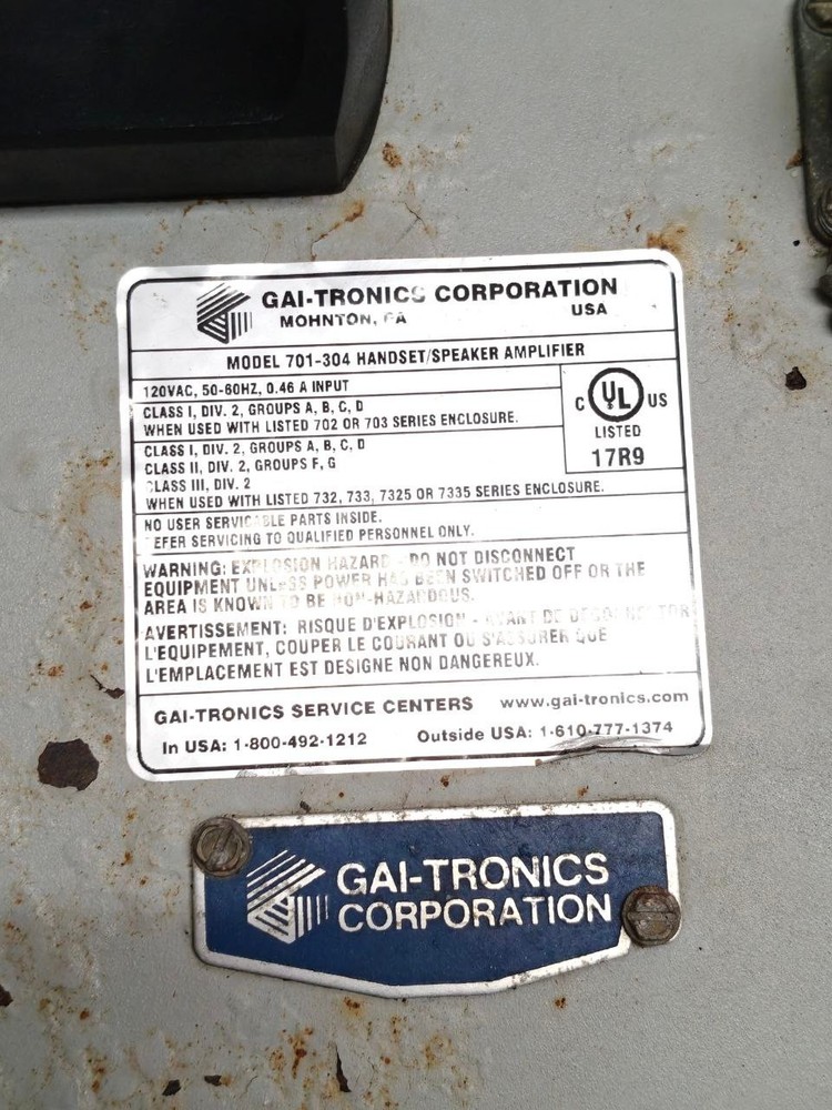 GAI TRONICS 701 304 HANDSET/SPEAKER TELECOM AMPLIFIER #20