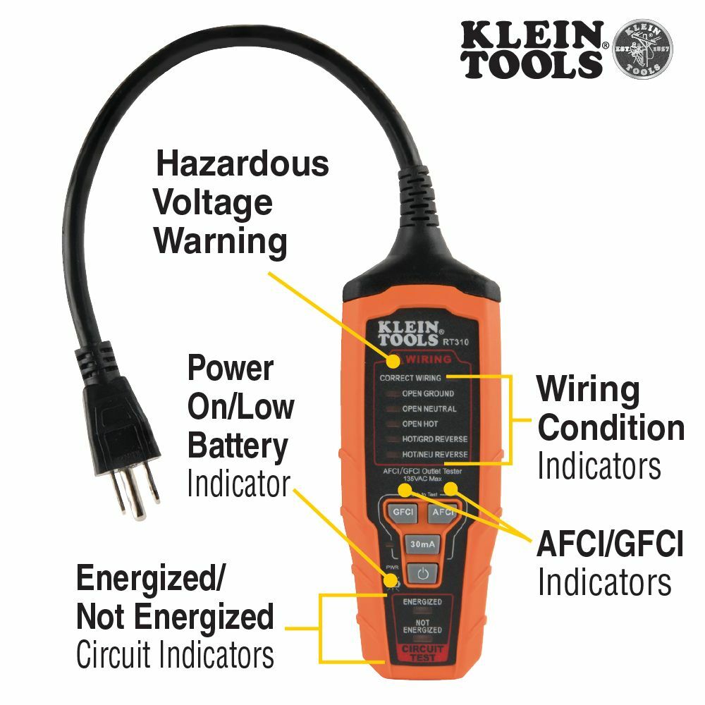 Klein RT310 AFCI /GFCI Outlet Tester