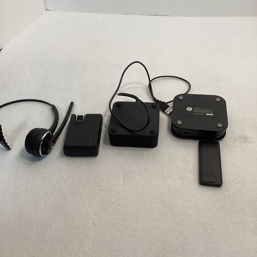 Mixed Electronics Lot, Headset Charger HDMI Switch, Remote Control
