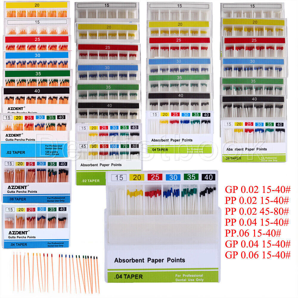 Dental Absorbent Paper Points&Gutta Percha Point F1F2F3 Taper 02/04/06 Endo Root