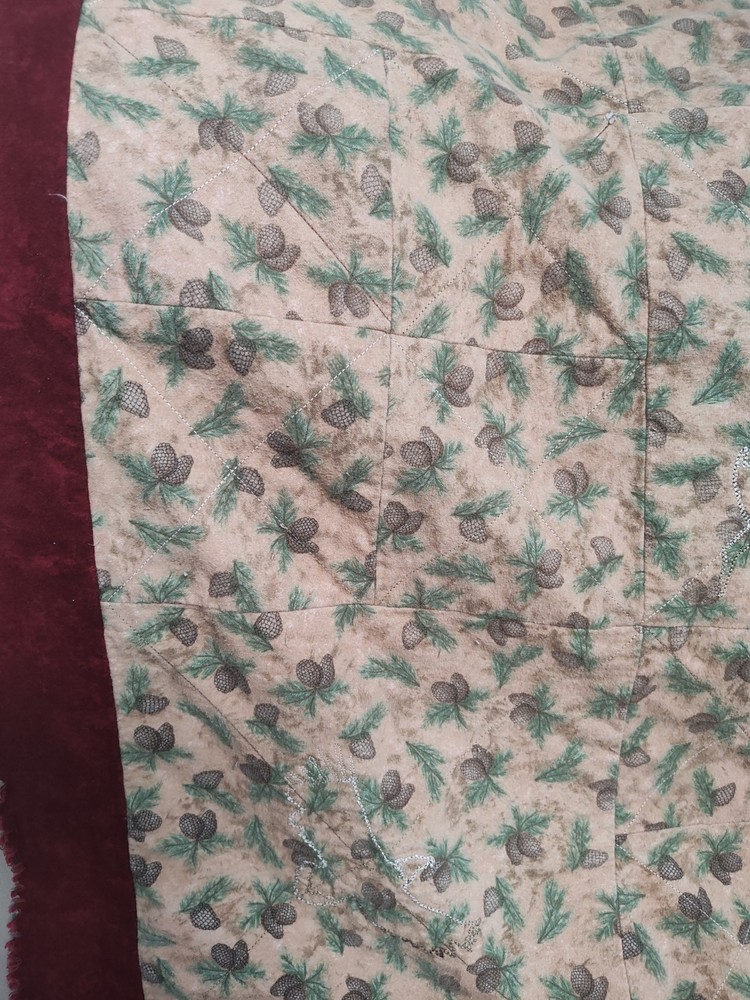 Lodge Woods Moose Bear Eagle Applique Patchwork Throw Quilt Wall Hanging 47x58"