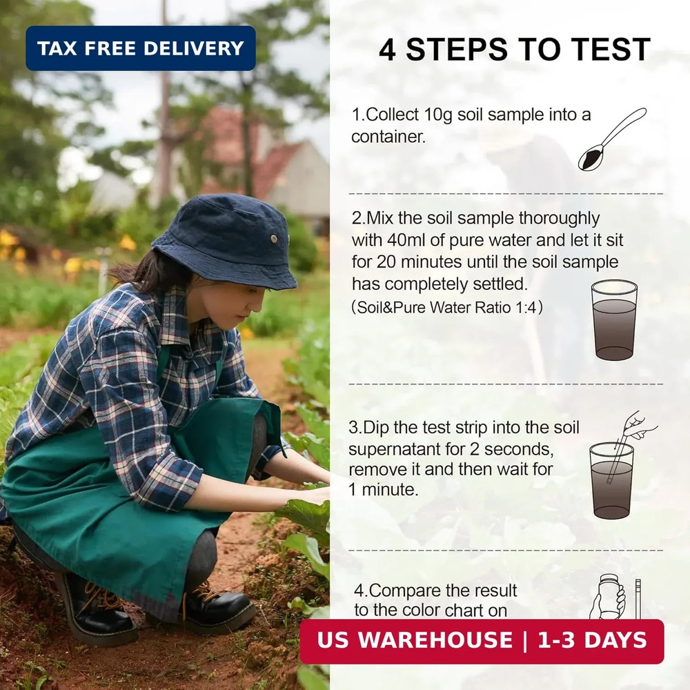 Soil pH Test Kit，125 Soil pH Test Strips- (3-9 Range) Quick & Accurate Soil Test
