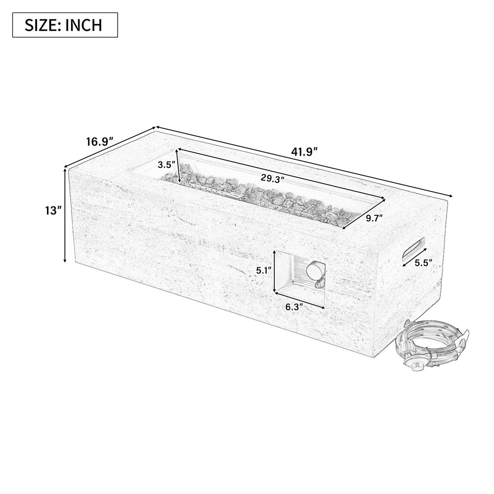 41.9'' Rectangular Outdoor Fire Pit & Propane Tank Stand Set