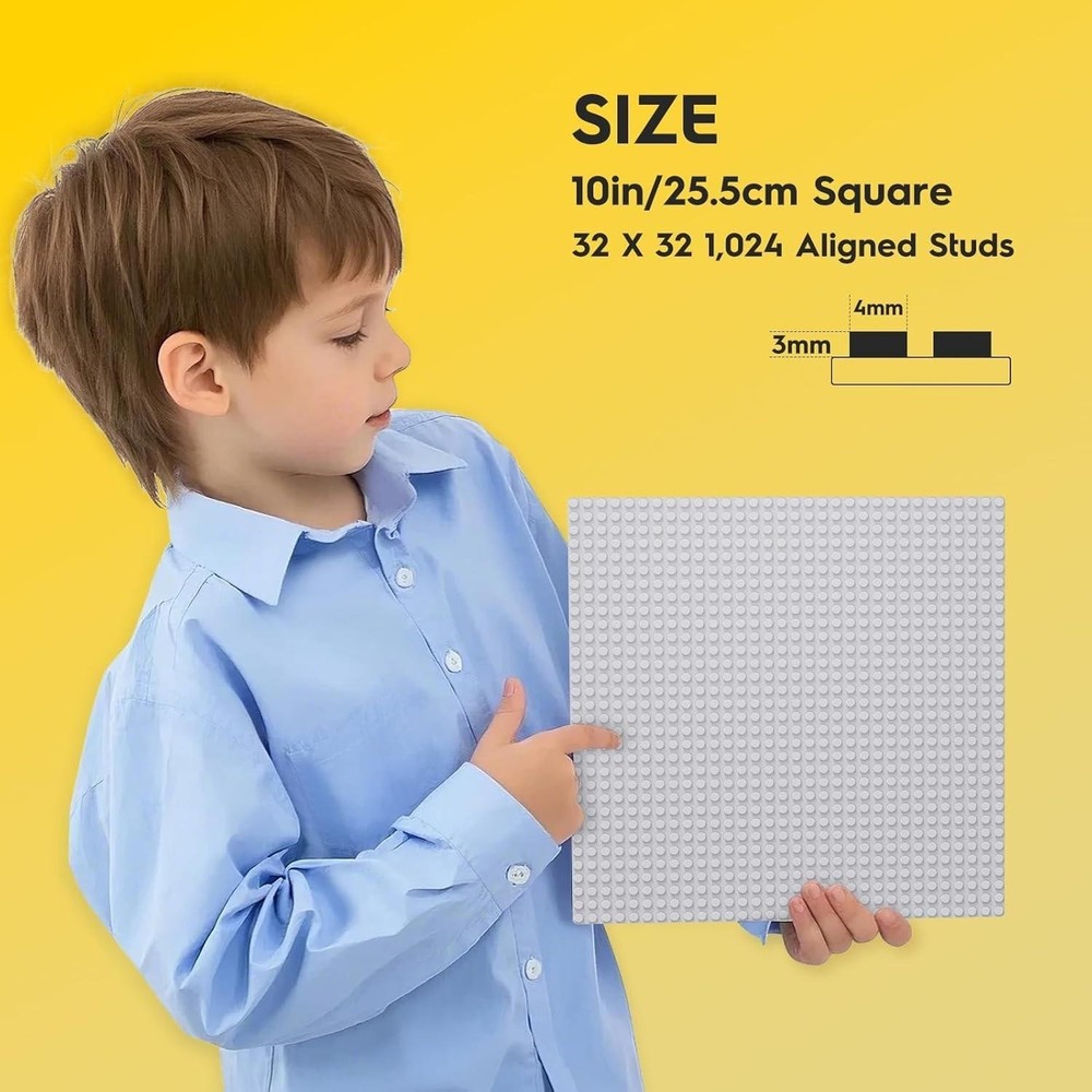 2-pack Gray Baseplates 32x32 Studs Â Compatible with Classic Lego, 10"x10"
