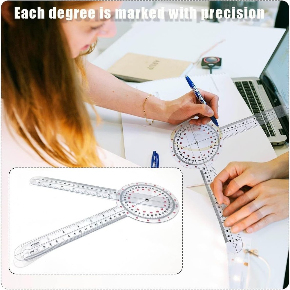 Versatile & Transparent 12-Inch Protractor Goniometer - Essential for Therapy