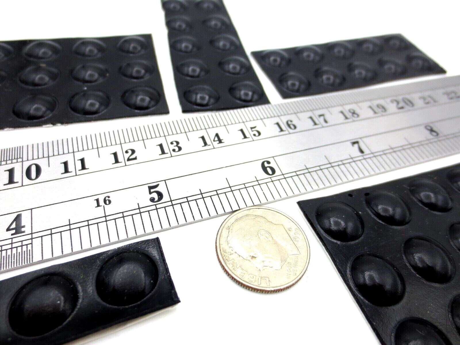 Stick-On Pad Rubber Bumper, Has 3/8" Pad, Is 1/8" Tall, For Cabinet Drawer Pad