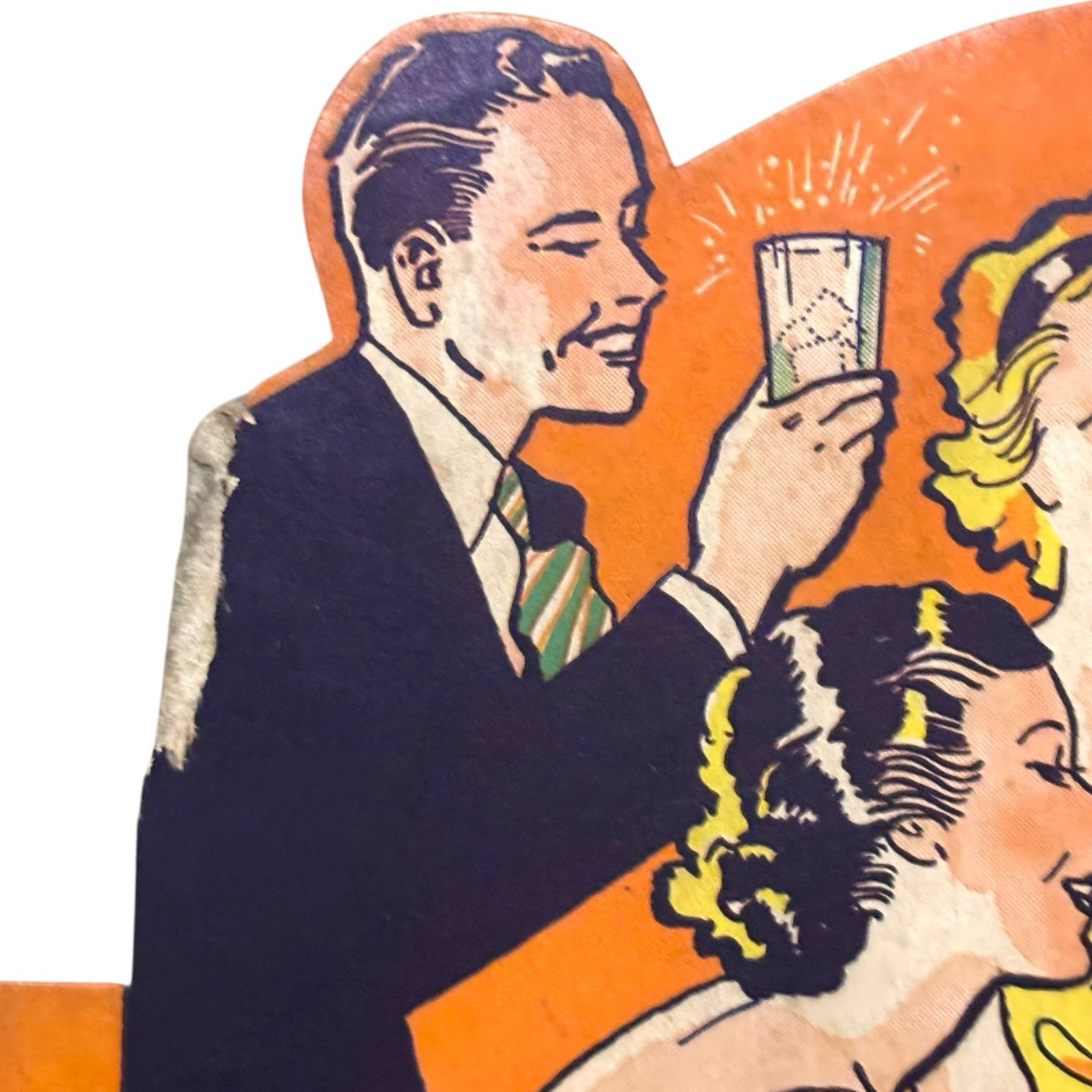 Vintage 1940s Art Deco Cheer Up Soda Pop Sign Easel Back 7UP Sprite Advertising