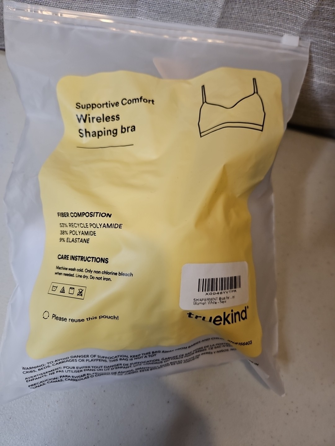 NWT Truekind Supportive Comfort Wireless Shaping Bra White Medium