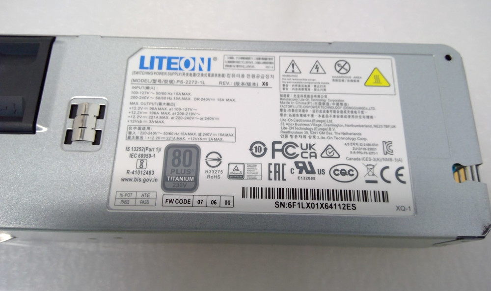 Lite-On PS-2272-1L 2700W Computer Server Power Supply 80 PLUS Titanium