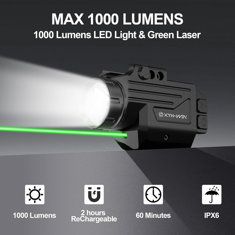 1000 Lumens Light Laser Combo with Strobe Function, Tactical Green