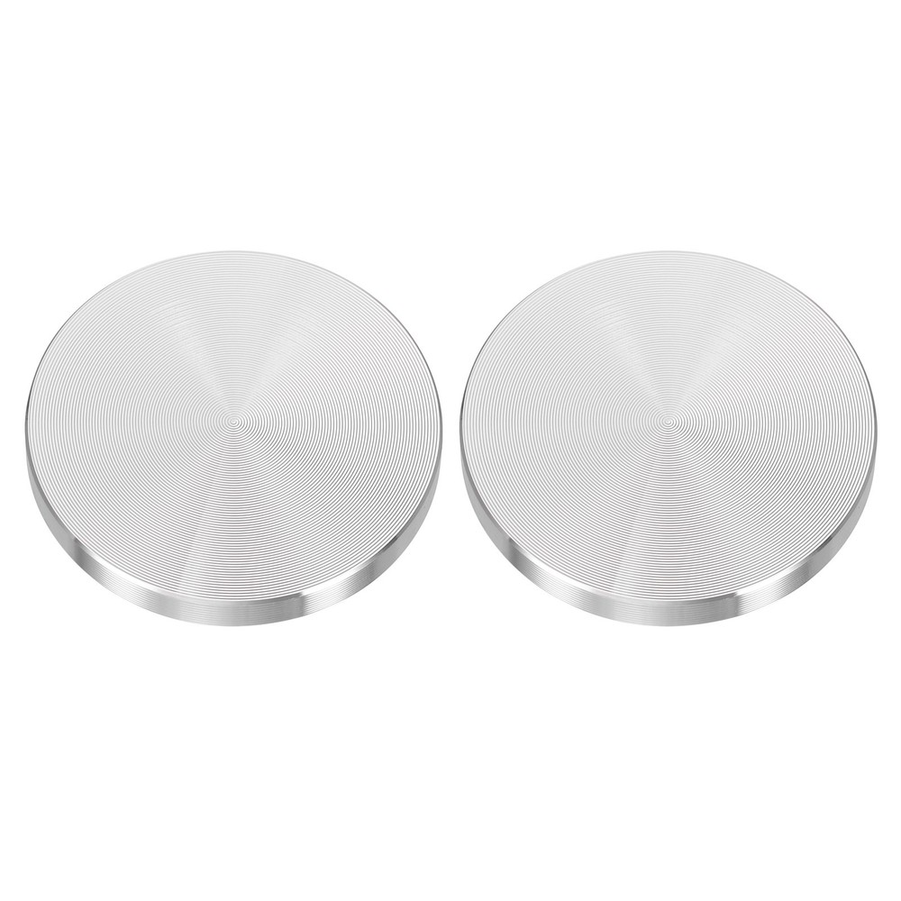 2pcs M8 Thread 50mm Diameter Round Shape Aluminum Disc Hardware, Silver