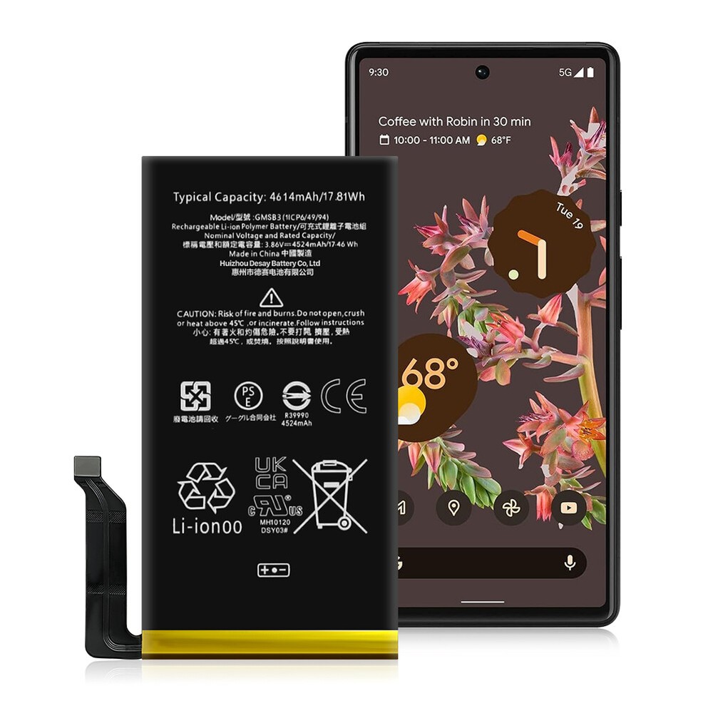For Google Pixel 6 GMSB3 4614mAh Replacement Li-ion Battery + Tools