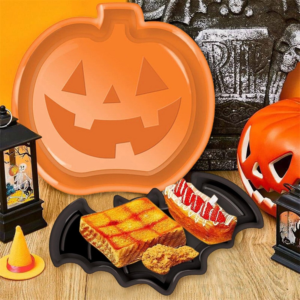 Halloween Pumpkin Bat Candy Dish Decorative Fruit Tray Plastic PP Material