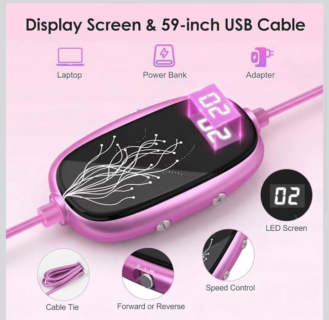 USB Electric Nail Drill, Portable Electric Nail File for Acrylic Gel Nails, Prof