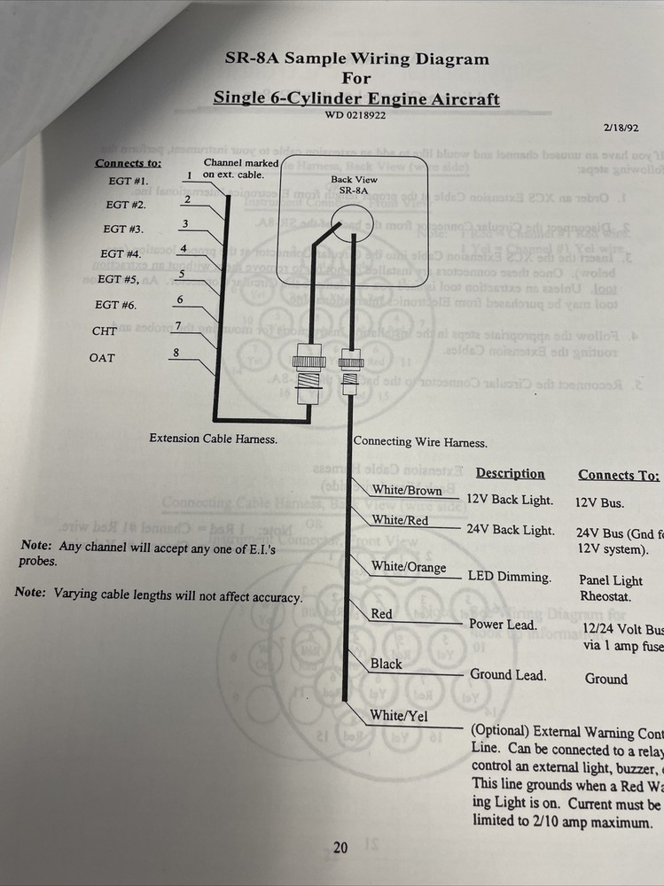 SR-8A Smart Engine Analyzer Operating And Installation Instructions Aviation USA