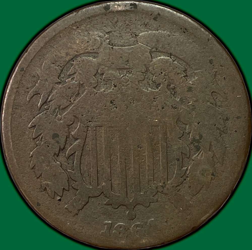1864 Two Cent Piece Good G Coin #37861