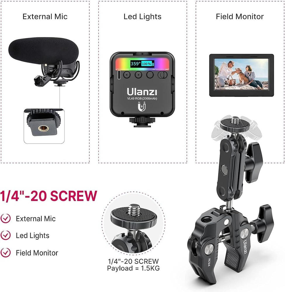 Multi-Functional Magic Arm and Clamp for Video & Photography Equipment