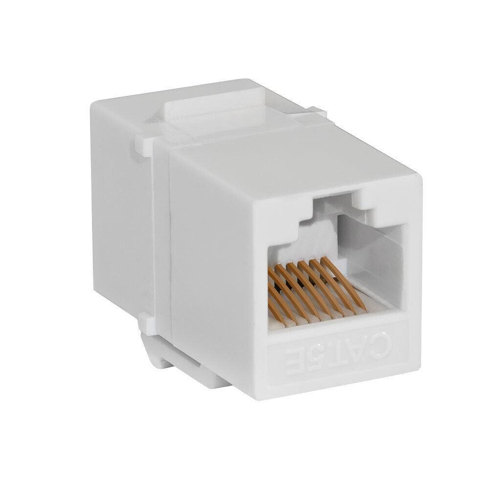 2 Pack Cat5e Keystone Jack Snap-In Ethernet Inline Coupler RJ45 8P8C Plug White