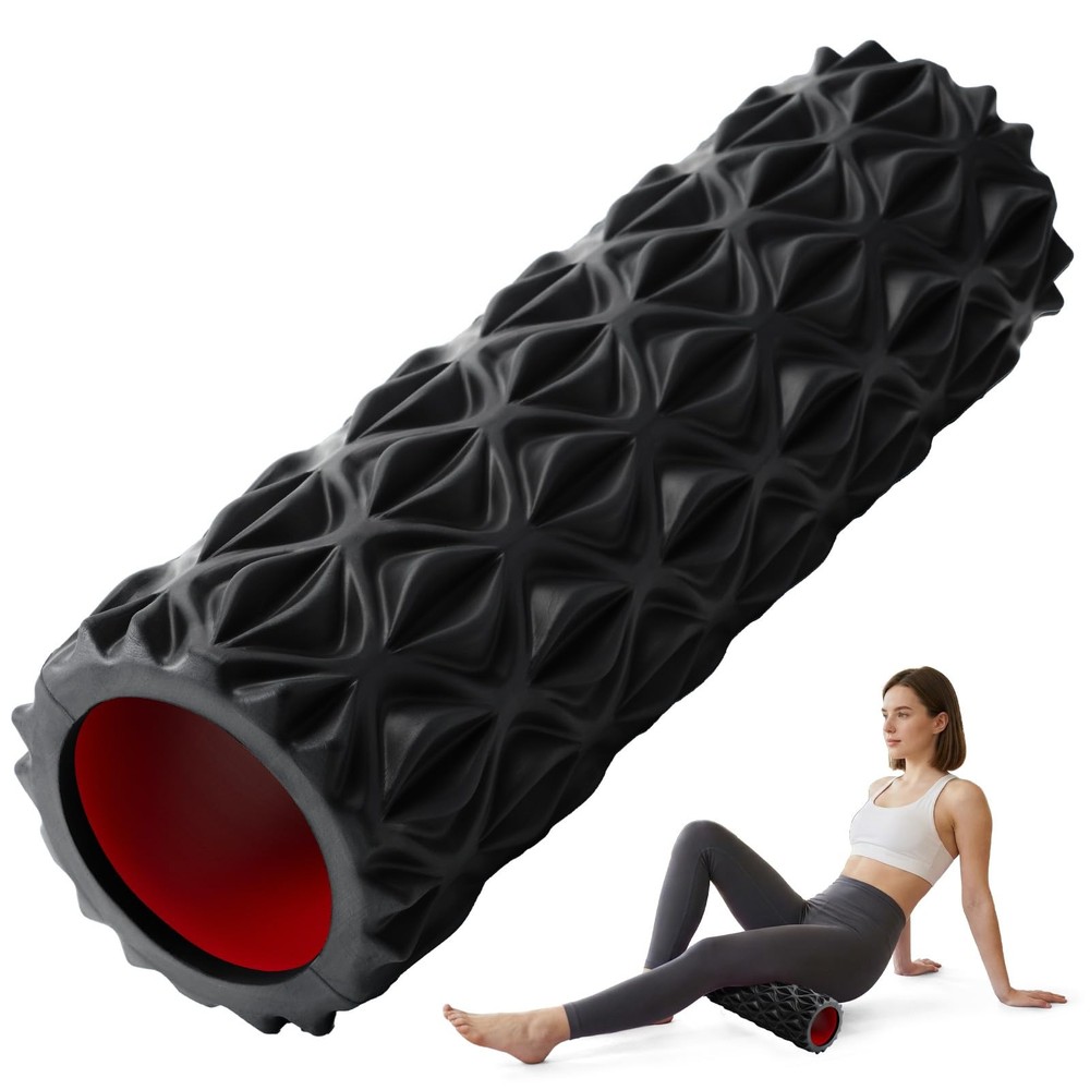 JOYVANTAGE Foam Roller for Deep Tissue Massager, 15" High Density Diamond-Sha...