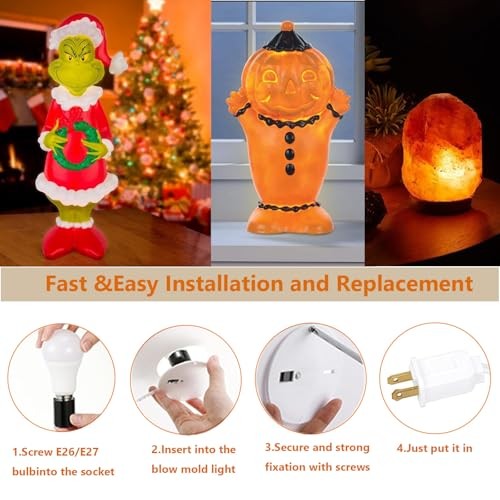 Blow Mold Light Kit Replacement,6 ft E26/E27 Lamp Holder Kit with Switch Fuse