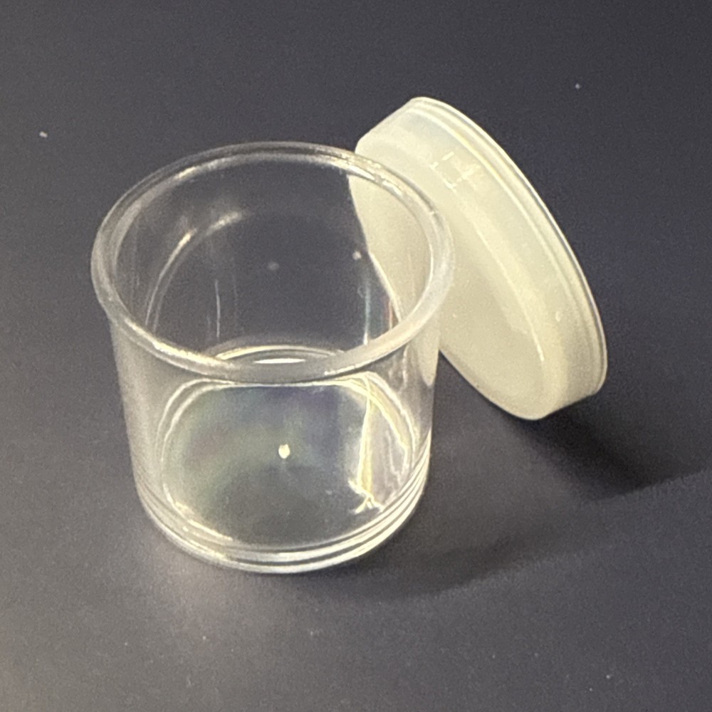 2 x small plastic jars with snap caps WHITE
