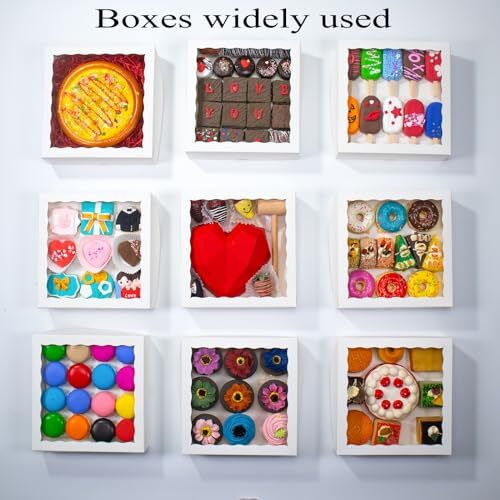 14pcs 9x9x2.5 Inches Bakery Boxes with Window Pie Boxes Breakable Heart Boxes...