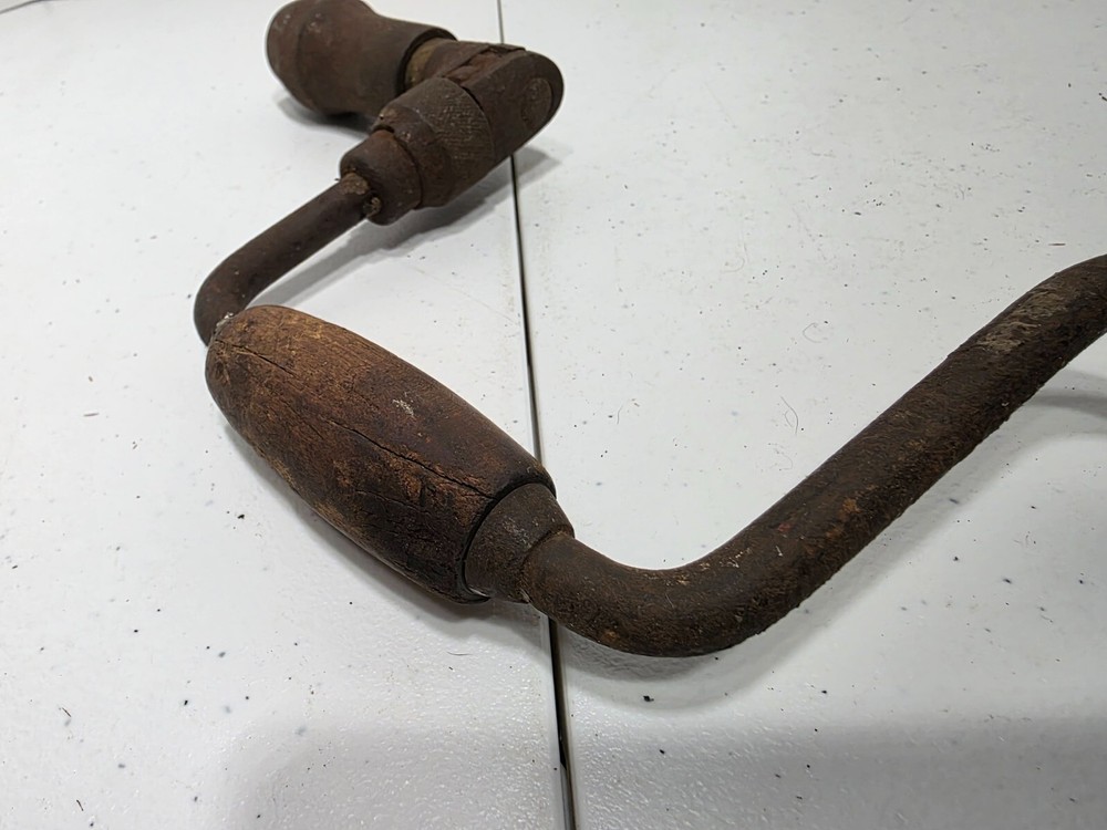 Vintage Hand Drill with 2 Bits / 13" Overall