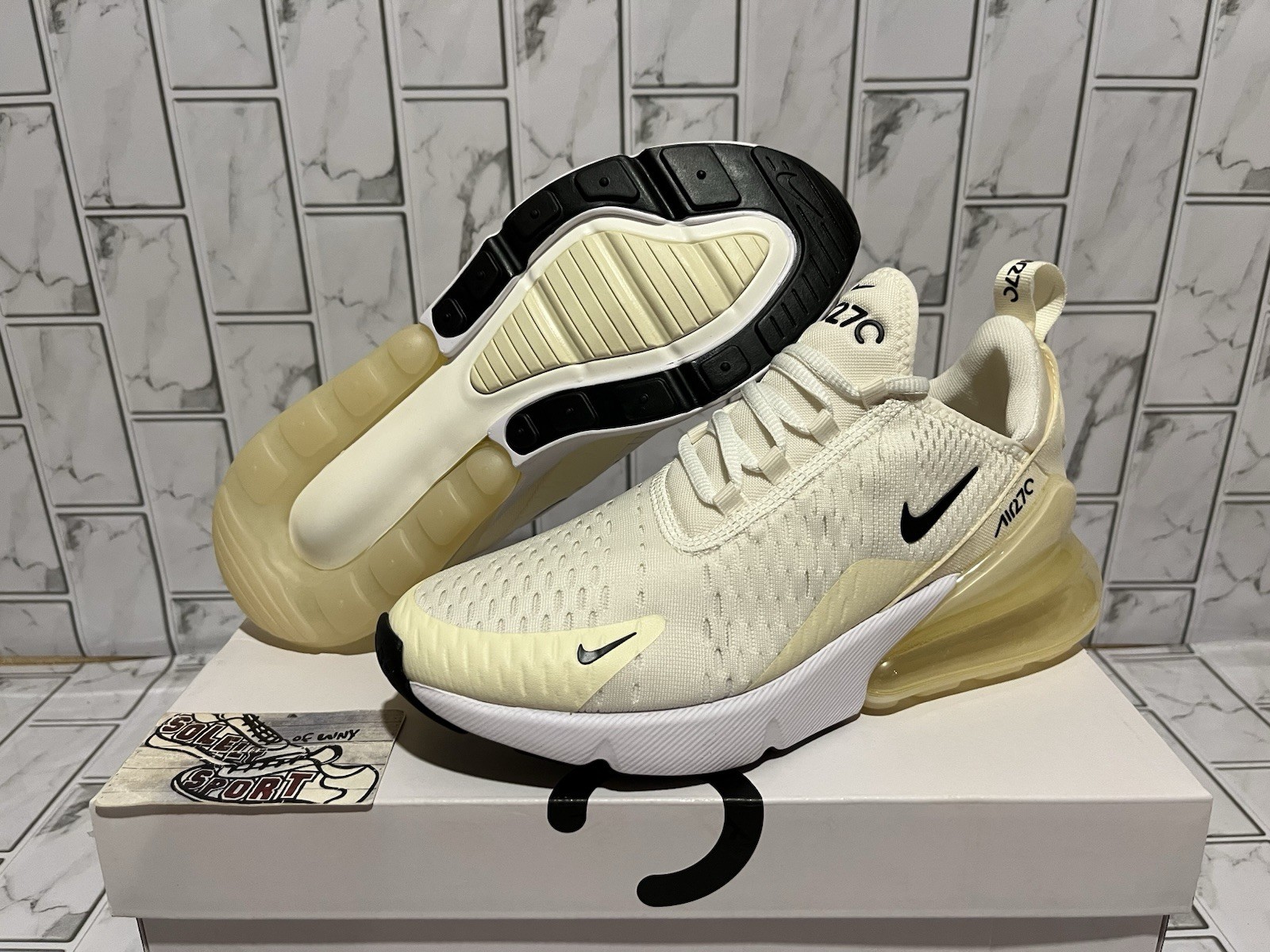 New Nike Air Max 270 Yellow White Running Gym Workout Training Shoes Womens