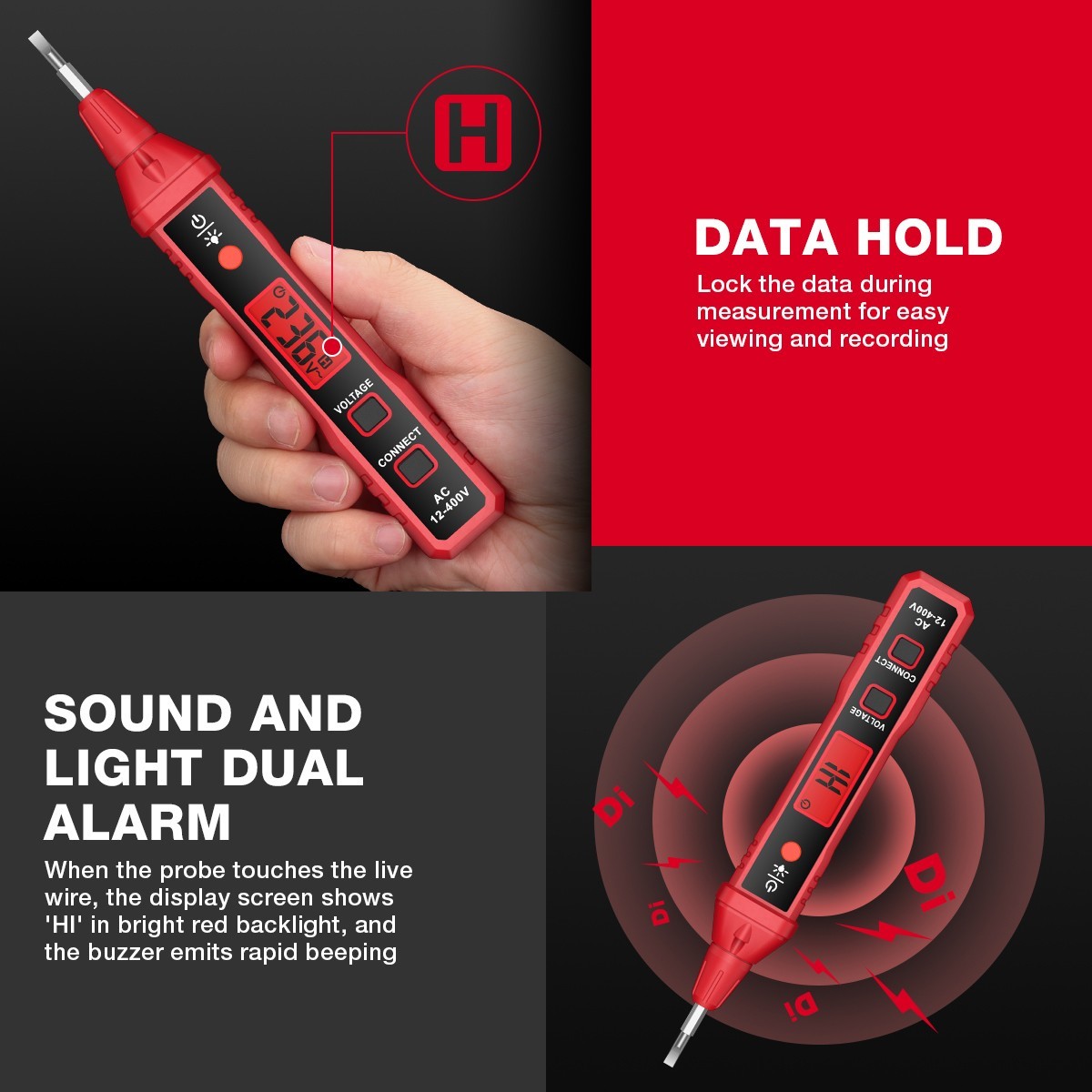 HABOTEST HT91A Voltage Tester Pen Non-Contact Flashing Alarm Battery Including