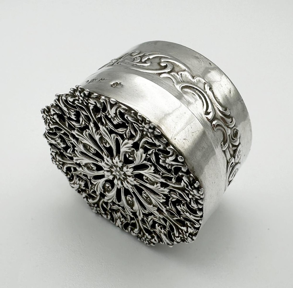 EDWARDIAN OPENWORK POMANDER BOX STERLING SILVER BIRMINGHAM 1909 W COMYNS