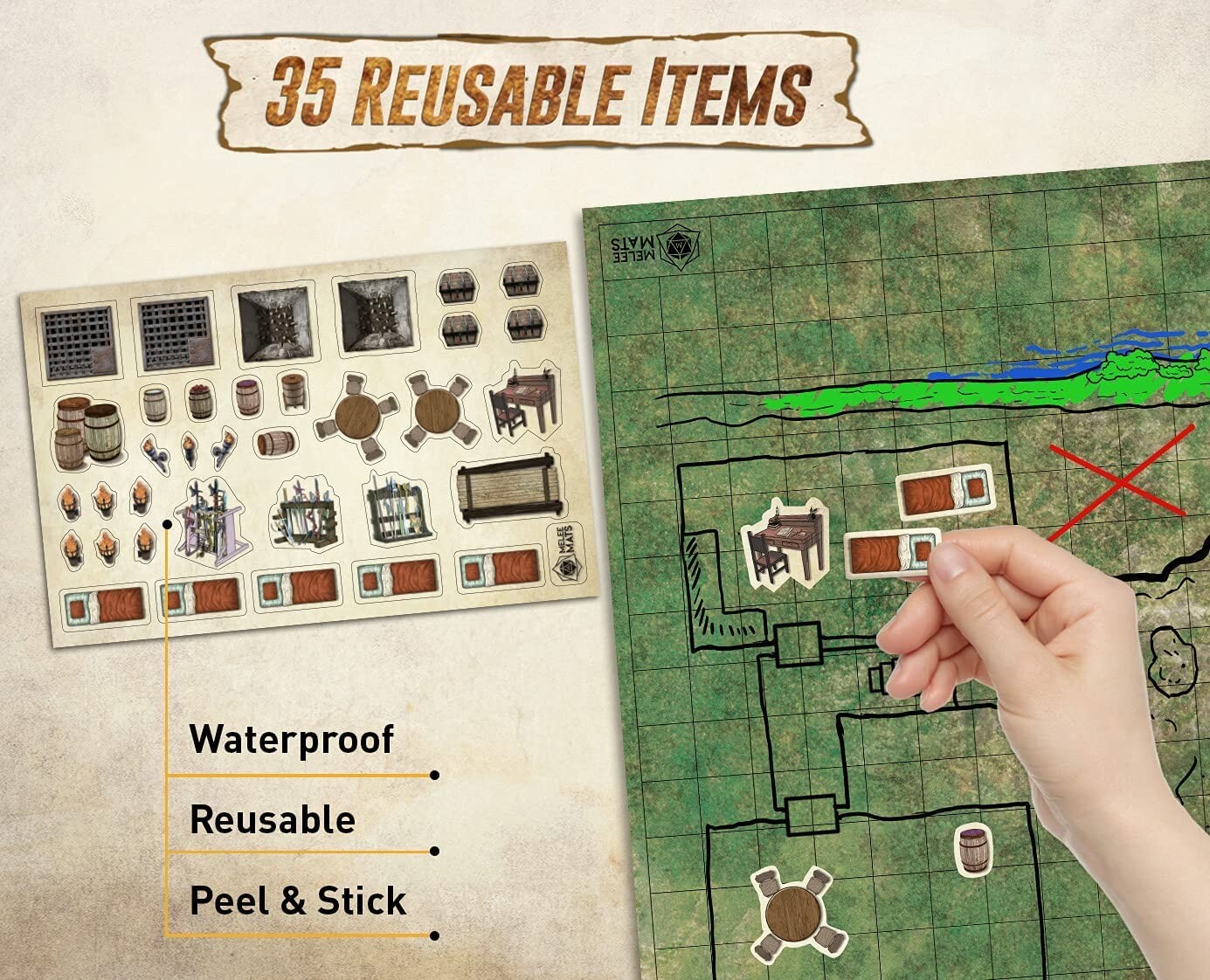 Battle Game Mat for DND Tabletop Board Game Map, New