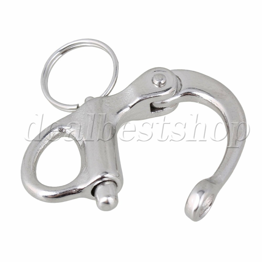 304 Stainless Steel 3.5cm Rigging Sailing Fixed Bail Snap Shackle Hard Silver