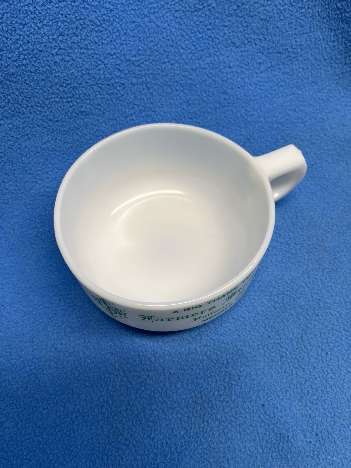 Vintage Milk Glass Mug Cup Farmers State Bank Hoffman MN