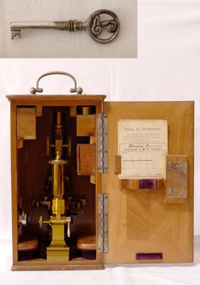 Antique Ernst Leitz Stand Ia Microscope 1894 Complete Set Walnut Case Rare
