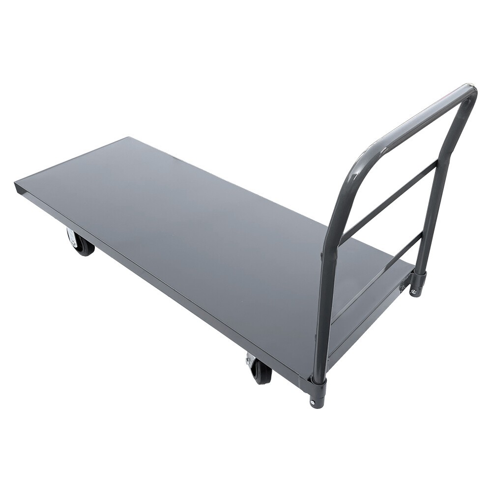 2000lbs 40"/60" Platform Truck w/Steel Deck, 6" Rubber Casters with Ergo Handle