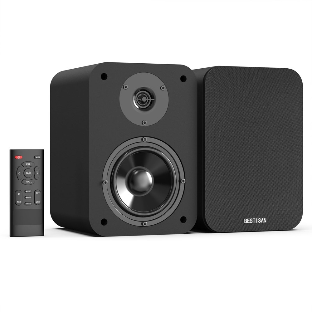 Powered Bluetooth Bookshelf Speakers with Sub Out, RCA & USB Inputs with 4 in