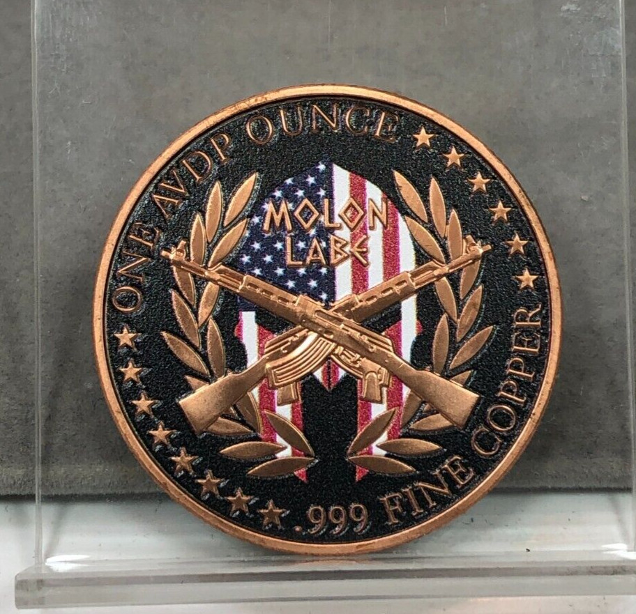 Molon Labe Warrior (Come & Take It) 1oz 999 Copper Round ~ COLORIZED