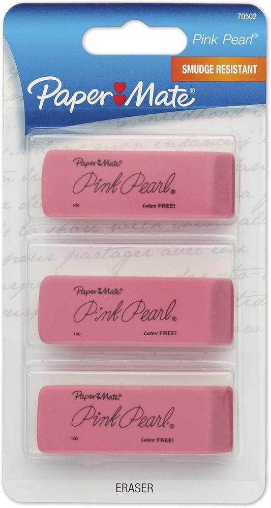 Classic Rectangular Pink Pearl Erasers - 12 Packs, Ultimate Clean Finish