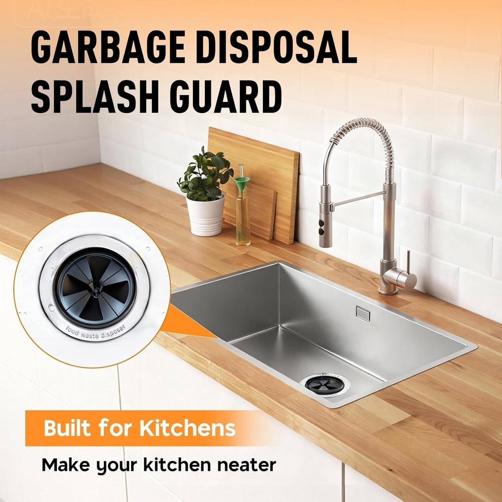 2-Pack Garbage Disposal Splash Guards - Noise-Reducing & Easy Install, 3 3/8"