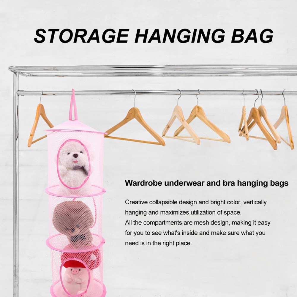 2 Pcs Multi Layer Foldable Hanging Drying Net Mesh Organizer For Stuffed Toys