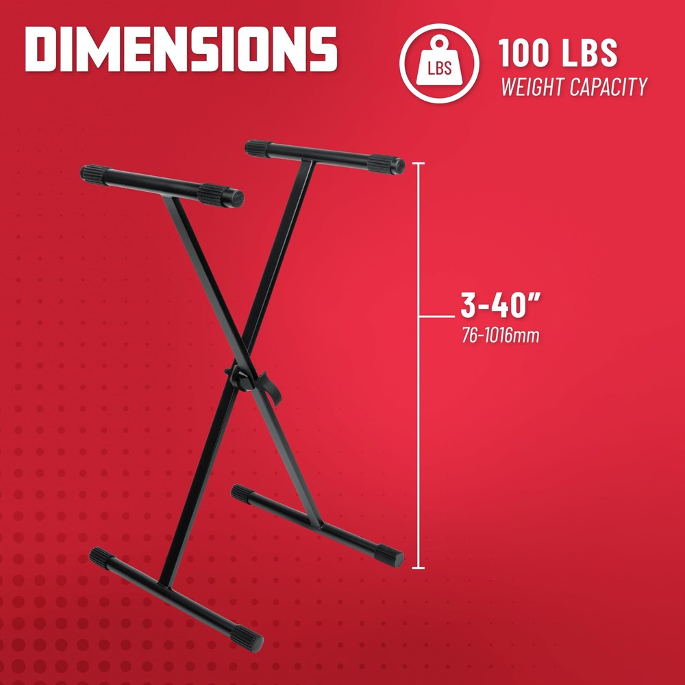 Adjustable Black X Style Keyboard Stand with Rubberized Feet for Stability