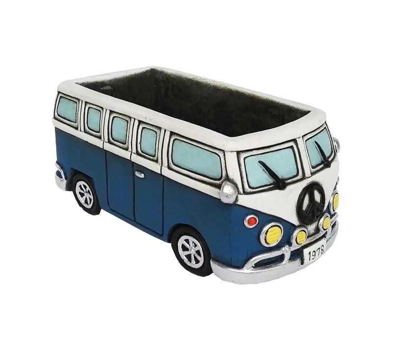 8" Blue VW Buss Cement Planter