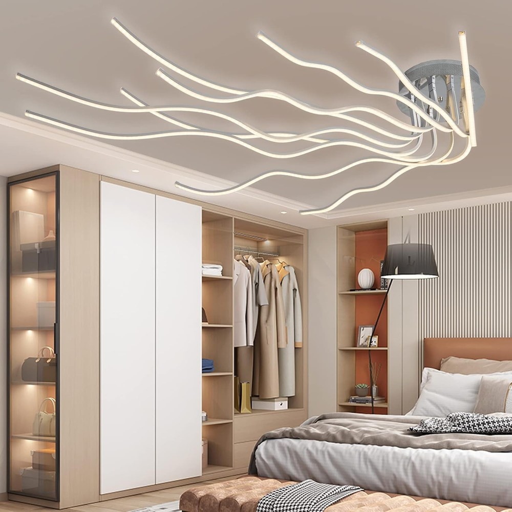Modern LED Ceiling Lamp,Dimmable Aluminium Chandelier with Remote Control