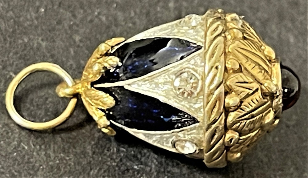 Russian Enameled Sterling Silver Easter Egg Pendant