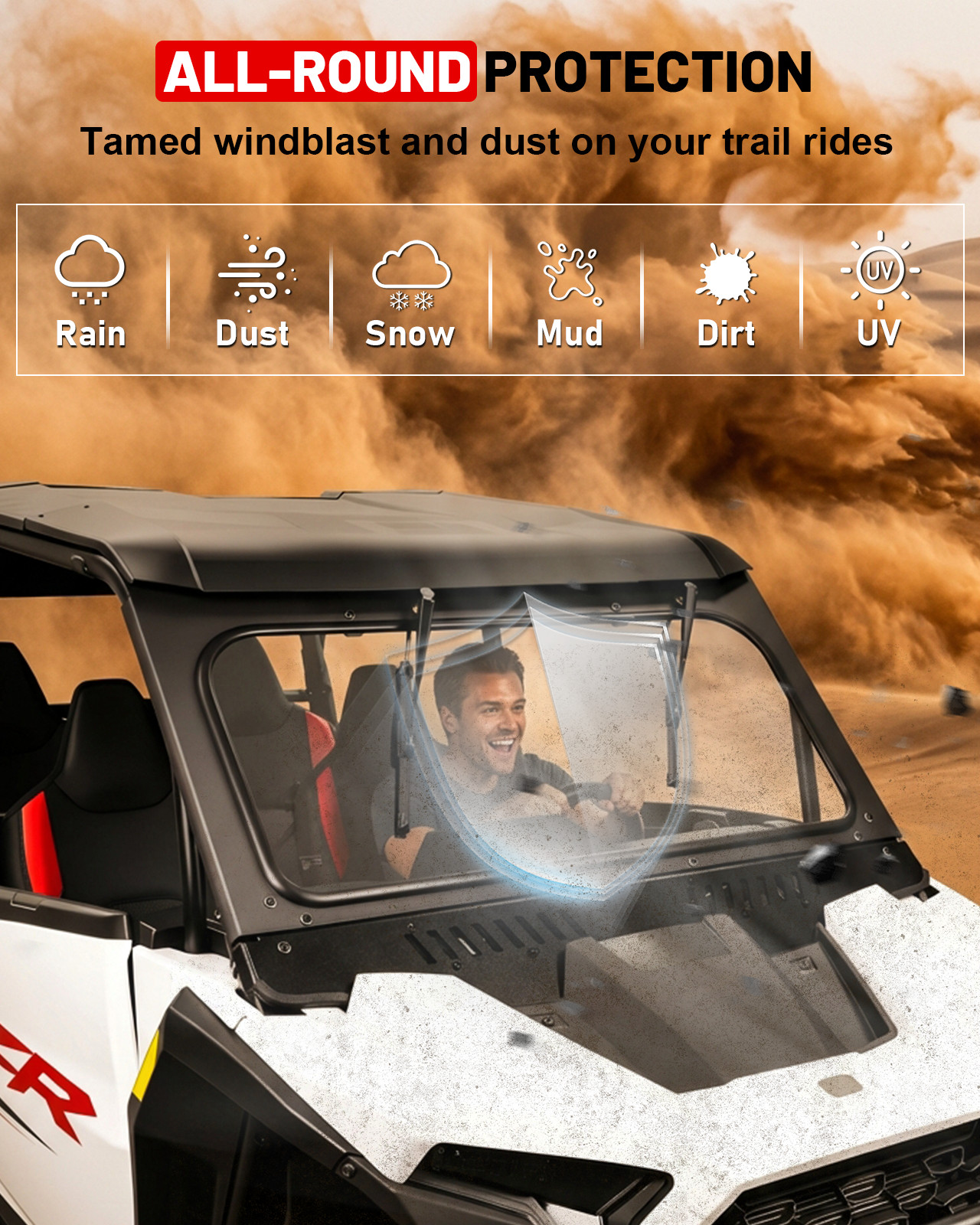 Front Glass Windshield Vents for Polaris RZR XP 1000/RZR XP S 1000/4 2024-2026