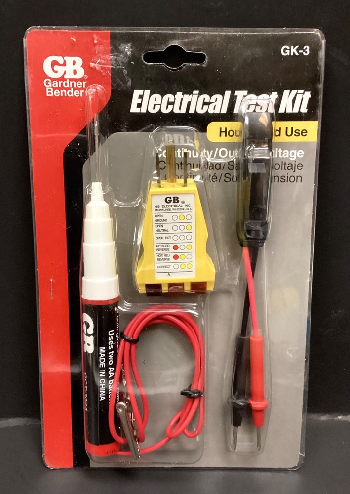 Gardner Bender Electrical Test Kit Continuity/Outlet Voltage Household Use GK-3