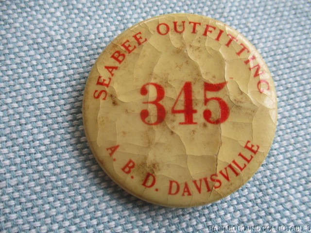 WWII US NAVY SEABEE OUTFITTING WORKERS BADGE DAVISVILLE RI A.B.D. #345