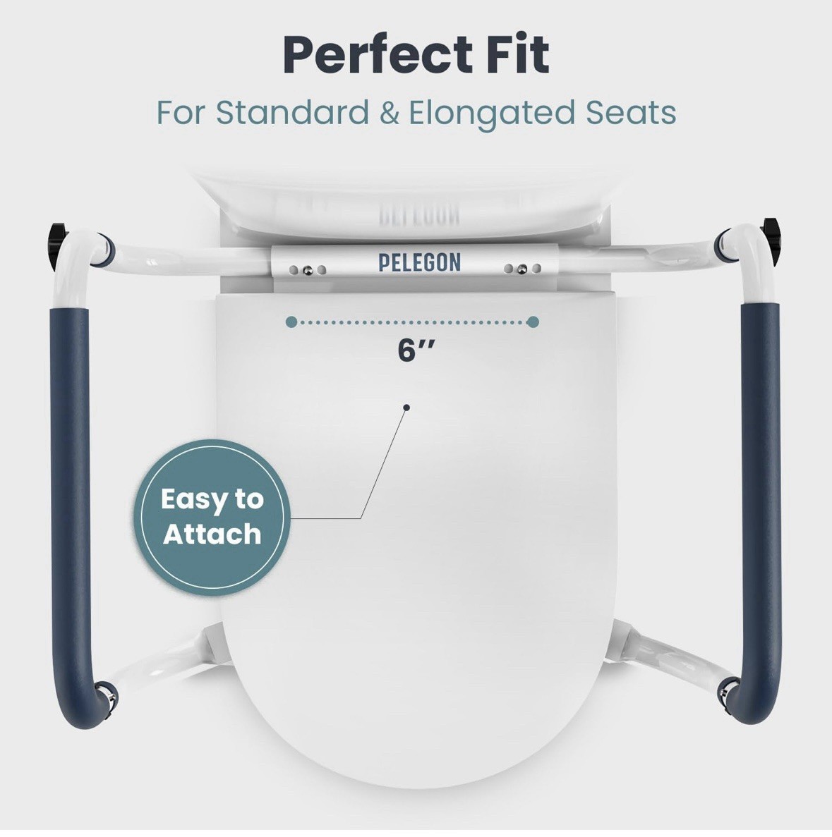 PELEGON Adjustable Toilet Safety Rails w/ Handles 250lb 2-Pack