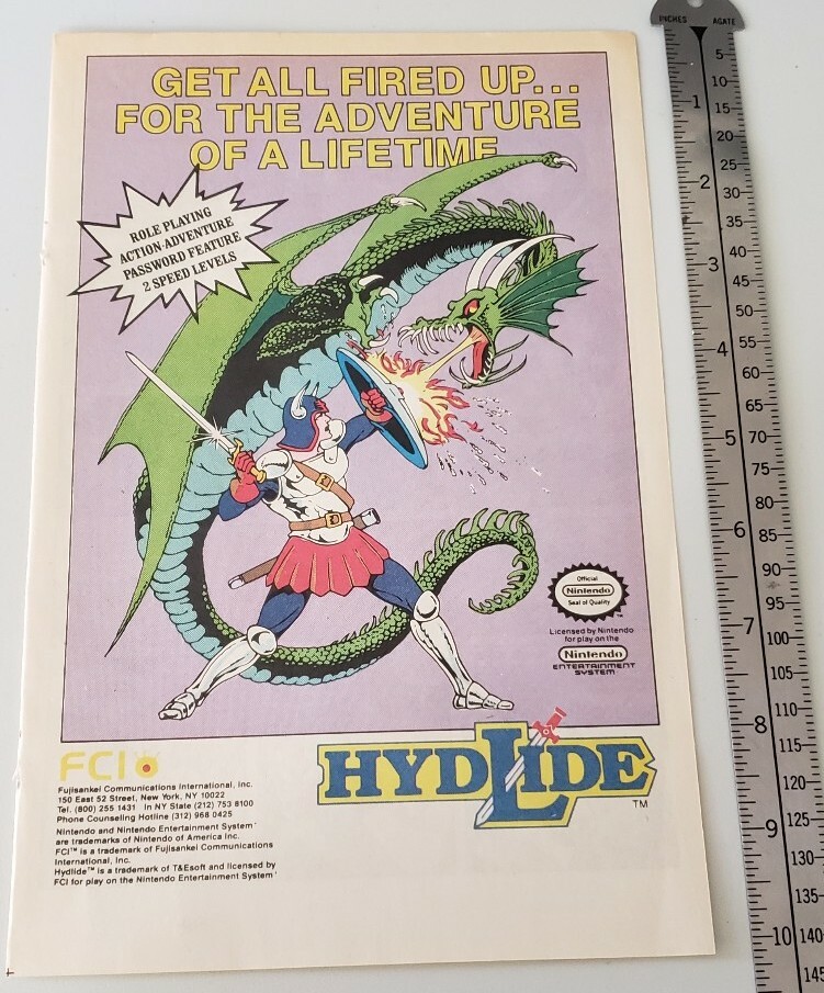 Hydlide Nintendo Rare Advertisement Retro